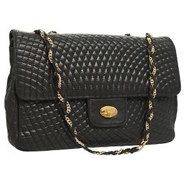 Borsa a spalla BALLY in pelle nera e oro Auth kk523 Nero D'oro