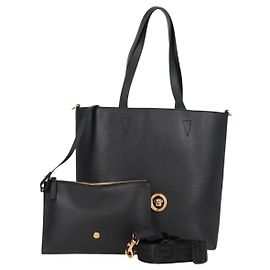 VERSACE Tote Bag Leather 2way Black Gold Auth 118750A Black Golden