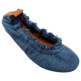 Bailarinas de denim azul con flecos de Lanvin Azul