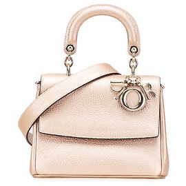 Dior Or Mini Cuir de Veau Métallisé Grainé Be Dior Flap Doré