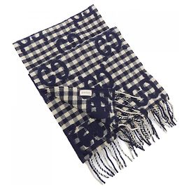 Sciarpa scialle GUCCI beige e blu navy Beige Blu navy