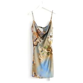 Robe Mini en Satin Imprimé Balmain Sky Multicolore