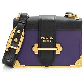 Bolsa de ombro Cahier em couro de bezerro Prada Preto
