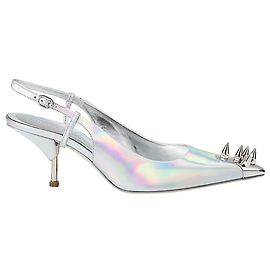 Pumps Slingback con Studs Punk Alexander McQueen Argento Metallico