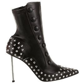 Botas de calcetín de cuero con acentos de tachuelas Alexander McQueen Negro