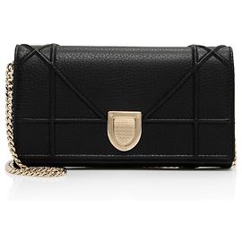 Cartera Diorama de piel de ternera con cadena Negro