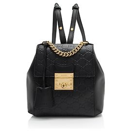 Gucci Guccissima Leather Padlock Backpack Black