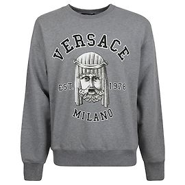 Versace Baumwollpullover mit Rundhalsausschnitt Grau