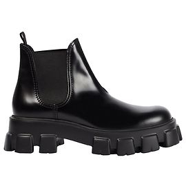 Prada Monolith Leather Ankle Boots Black