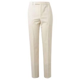 Céline Celine Wool Striped Pants White Cream