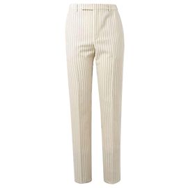 Céline Celine Wool Striped Pants White Cream