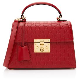 Piccola borsa in pelle Guccissima con lucchetto Gucci Rosso
