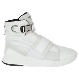 Balmain Exton Mixed-Media High-Top Sneakers Weiß