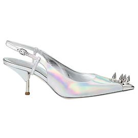 Pumps Slingback Punk con borchie Alexander McQueen Argento Metallico