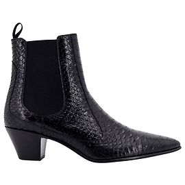Céline Botas Chelsea de cuero con efecto serpiente Celine Negro