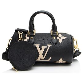 Sac à main Papillon BB en cuir Empreinte bicolore Monogram Géant Louis Vuitton Marron Beige