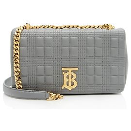 Bolsa transversal pequena TB Lola em couro de cordeiro acolchoado Burberry Cinza