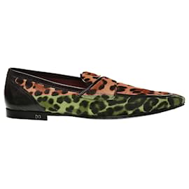 Dolce & Gabbana-Dolce & Gabbana Leopard Print Pony Hair Loafers-Brown