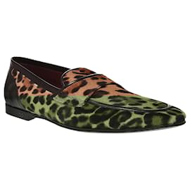 Dolce & Gabbana-Dolce & Gabbana Leopard Print Pony Hair Loafers-Brown
