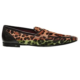 Dolce & Gabbana-Dolce & Gabbana Leopard Print Pony Hair Loafers-Brown