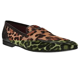 Dolce & Gabbana-Dolce & Gabbana Leopard Print Pony Hair Loafers-Brown