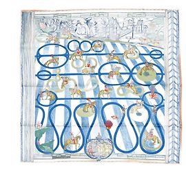 Hermès Cachecol Hermes Carre 90 - Dupla Face Passades e Serpentinas Multicor