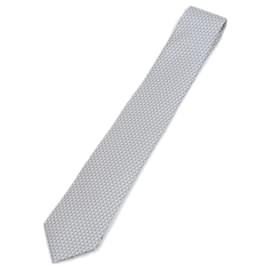 Hermès Hermes Silk Cravat in Gray and Ruby Brown Red