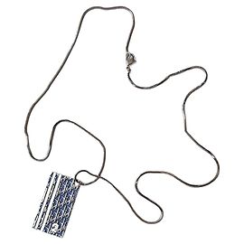 Collar Dior Colgante Rectangular Azul y Plateado Plata Azul