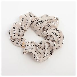 Céline Scrunchie de seda Rayure Celine Bege