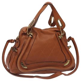 Chloé Borsa a mano in pelle Chloe Paraty 2 vie marrone oro Auth 126022 Marrone D'oro