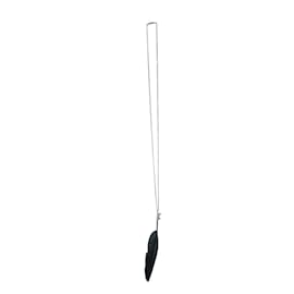 Ann Demeulemeester, collar con pluma negra Negro Plata
