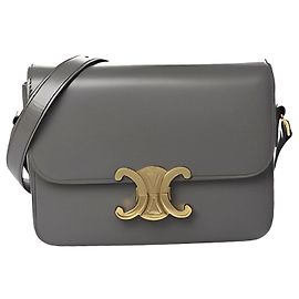 Céline Triomphe Teen Leather Handbag Grey Grey
