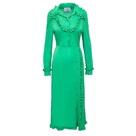 Robe longue à col volant Prada Vert