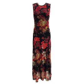 Fuzzi Rote / Schwarze Blumen Maxikleid ohne Ärmel Rot