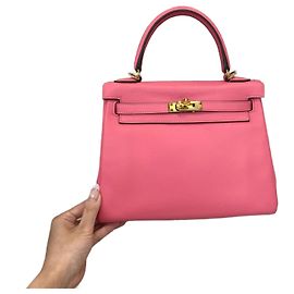 Bolsa Hermès Kelly 25 em couro Swift Rosa Rosa