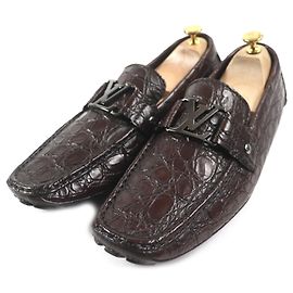 Mocassins de crocodilo Louis Vuitton marrom escuro Marrom Castanho escuro