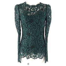 Dolce & Gabbana Spitzenkleid mit langen Ärmeln Grün