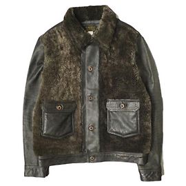 Ralph Lauren Giacca RRL GRIZZLY in pelle e shearling Marrone Marrone scuro