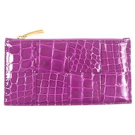 Bottega Veneta Cassette Card Case Patent Leather Purple