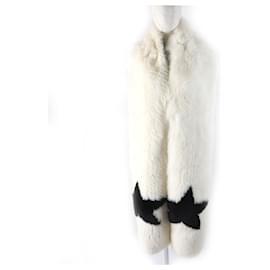 Givenchy-Givenchy Fox Star Long Scarf Fur Shawl-Black,White