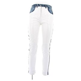 Louis Vuitton Calça de vinil com emenda de denim Branco