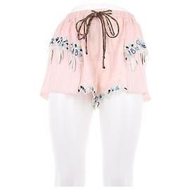 Louis Vuitton Short satinado rosa con pon pon Rosa