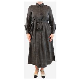 Marc by Marc Jacobs Grey belted wool-blend midi dress - size M Grey