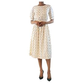 Bonpoint Robe midi imprimée florale crème - taille UK 6 Écru