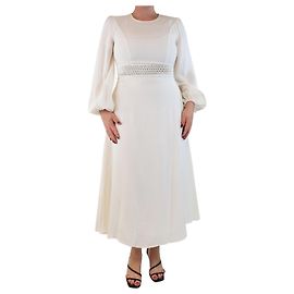 Zimmermann Perlcrepe-Midi-Kleid mit Gitter - Größe UK 12 Roh