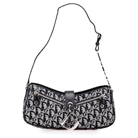 Dior-Dior Blue Diorissimo Trotter Canvas Shoulder Bag-Blue