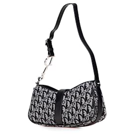 Dior-Dior Blue Diorissimo Trotter Canvas Shoulder Bag-Blue