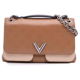 Borsa Very Chain in pelle monogramma marrone Louis Vuitton Ecume Marrone Beige