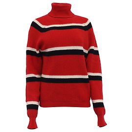 Gestreifter Ripp-Pullover von Marni aus roter Schurwolle Rot