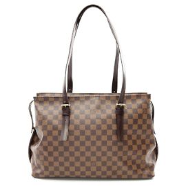 Borsa Tote Chelsea Damier Ebene Louis Vuitton Marrone